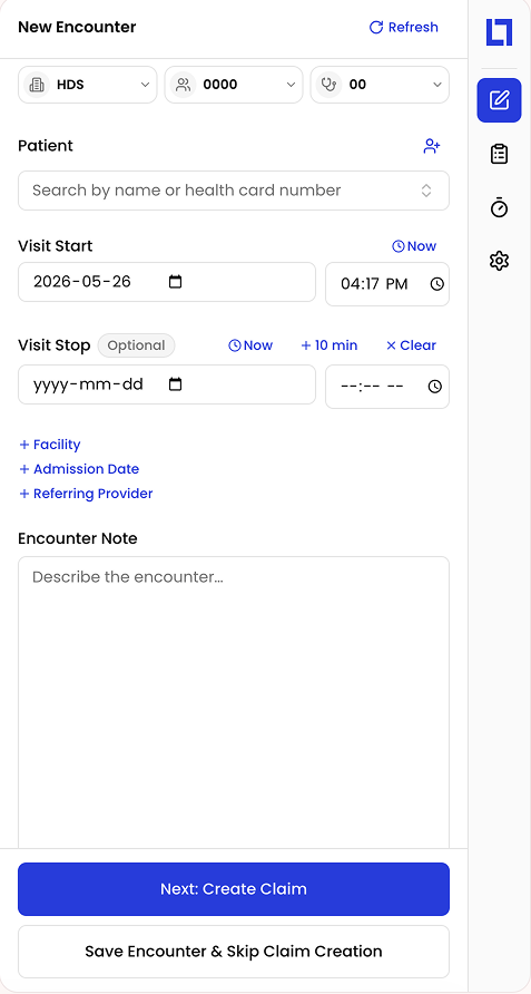 LexieHealth browser extension for creating encounters and claims